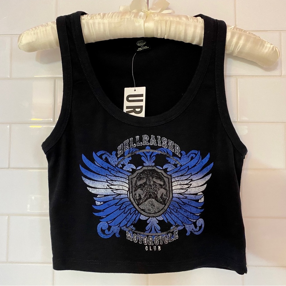 NWT Urban Outfitters Hellraiser Cropped Tank in Black, Size Small